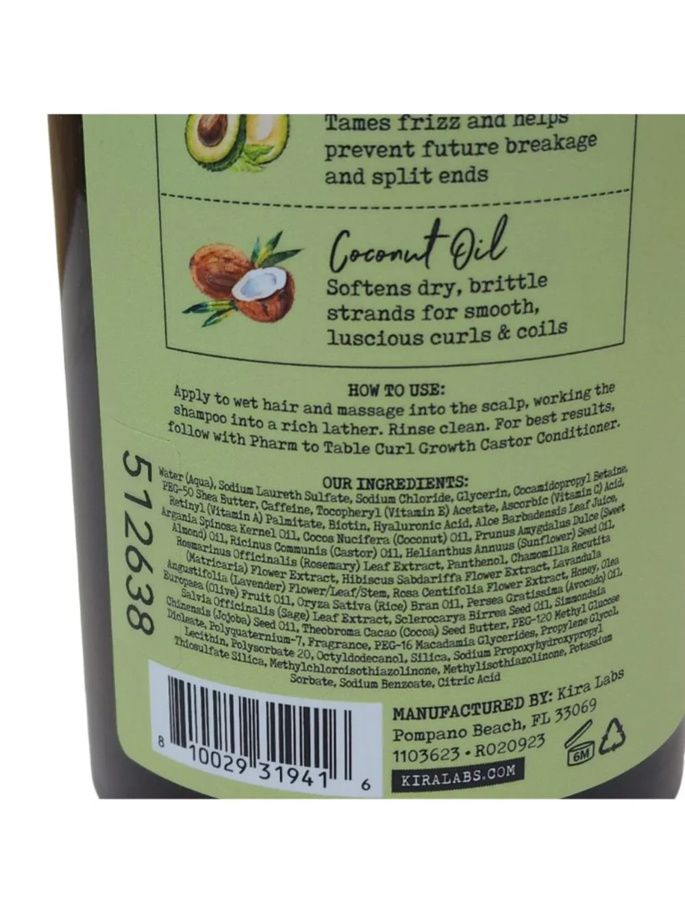 Pharm Table Curl-Growth Castor Curl Boosting Shampoo With Avocado Oil 32oz